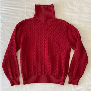 Tommy Hilfiger Cable Knit Red Turtleneck Sweater